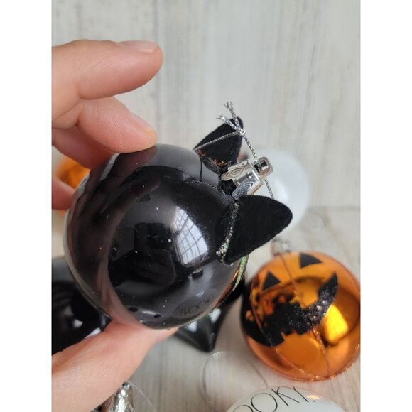 Hallloween ghost pumpkin cat ball ornament set Xmas spooky - Picture 12 of 13